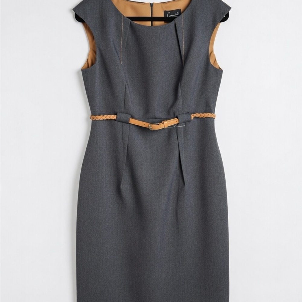 CHANEL Gray Midi Dress with Brown Details